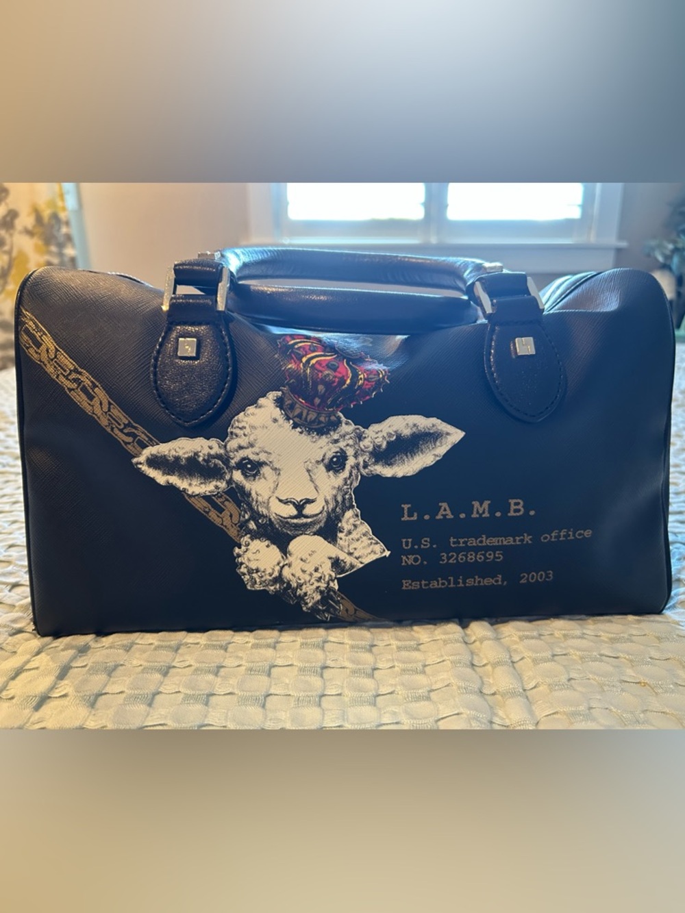 L.A.M.B. Black Graphic Lamb Tote Bag